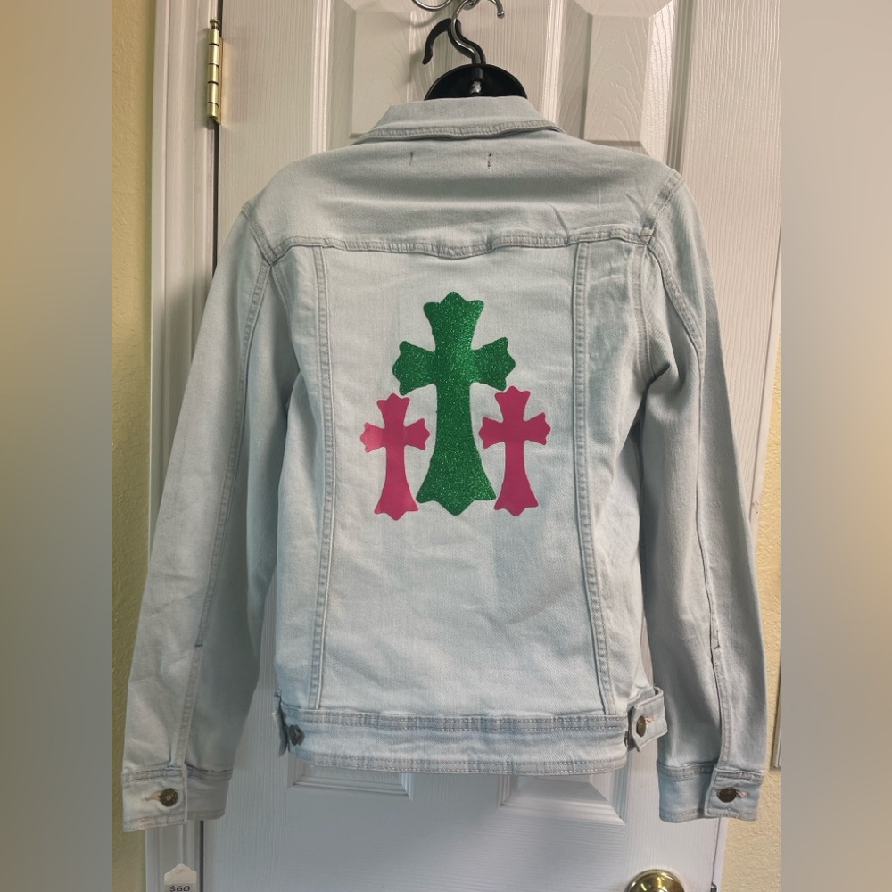 Chrome Hearts Inspired CASUAL DESIGNS Jean Jacket. Size Small-Medium